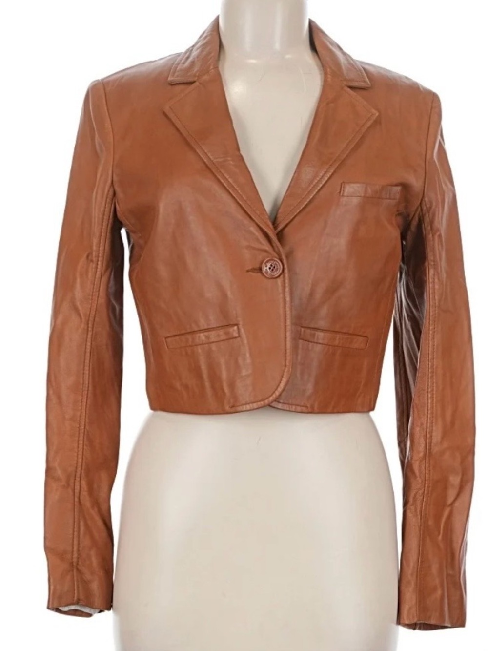 See by Chloe Cropped Lamb Leather Jacket Size US 6